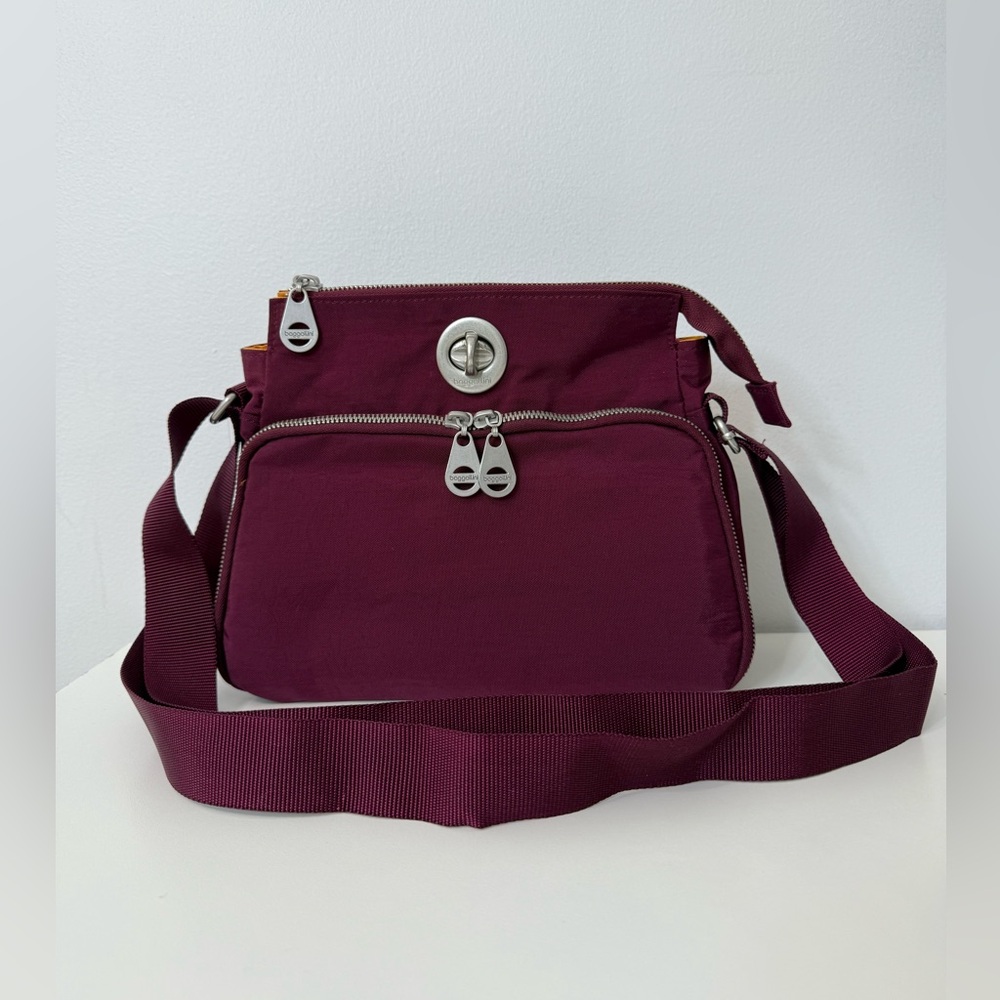 Baggallini Plum Maroon Burgundy Crossbody Bag with Accessory Bag NEW Travel